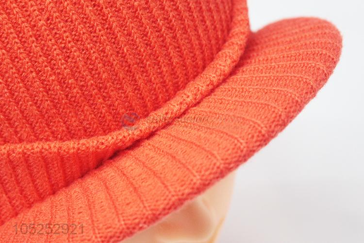 High sales orange winter warm knitted cap for women