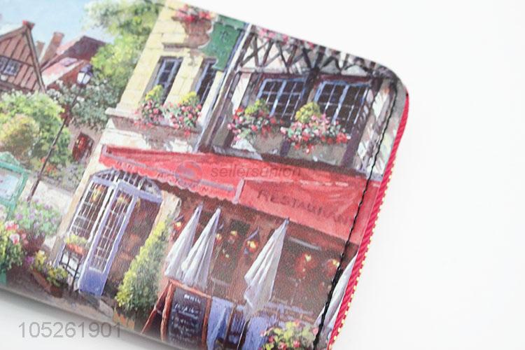 Clasp Closure Beautiful Landscape Pattern Evening Clutch Wallet for Women