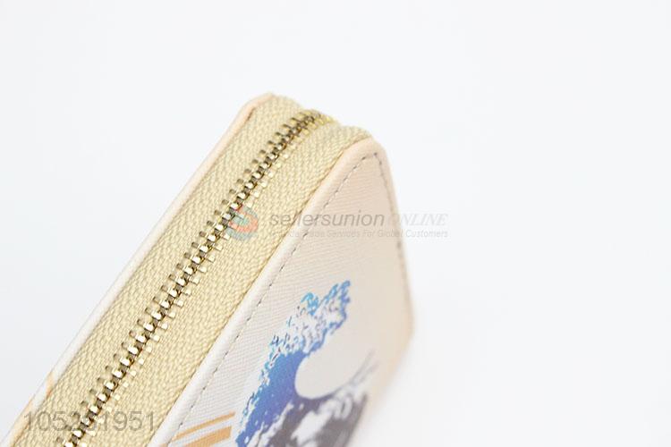 Luxury PU Leather Vintage Car Printed Clutch Purse Wallet for Women