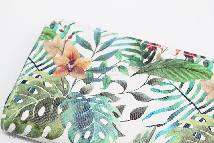 Beautiful Flower Printed Blocking PU Leather Woman Long Wallet