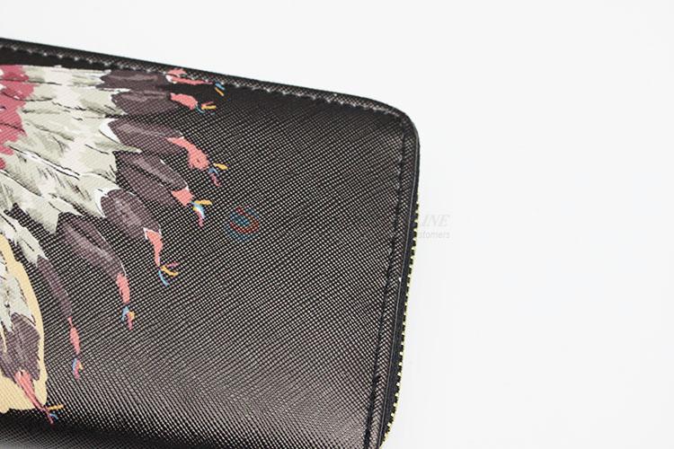 Black Color Indians Printed Travel Gift Long Card Holder Women Wallet