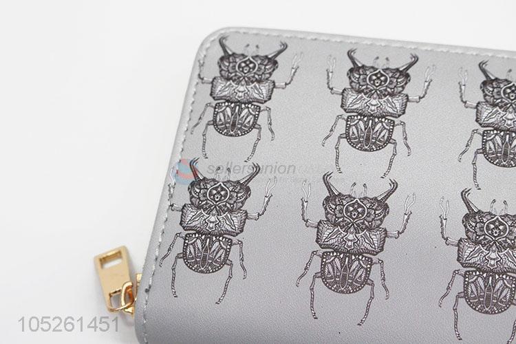 Cartoon Insect Printed Zipper Long Style Lady Money Bag Women Wallet