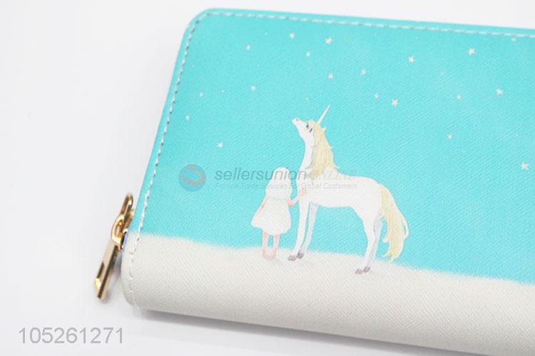 Long Women Wallets Card Holder Cartoon Unicorn Pattern Purse Handbag