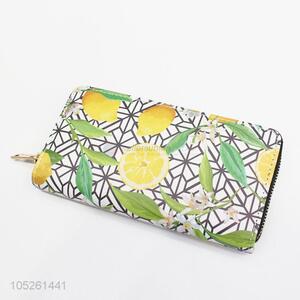 Fresh Lemon Printed Envelope Women Long Wallet