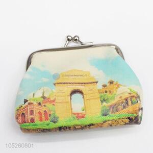 Famous Building Printed PU Leather Card Holder Coin Purse