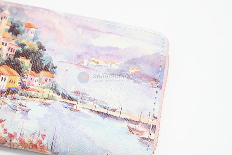 Vintage Beautiful Landscape Printed Evening Clutch Pu Lady Wallet