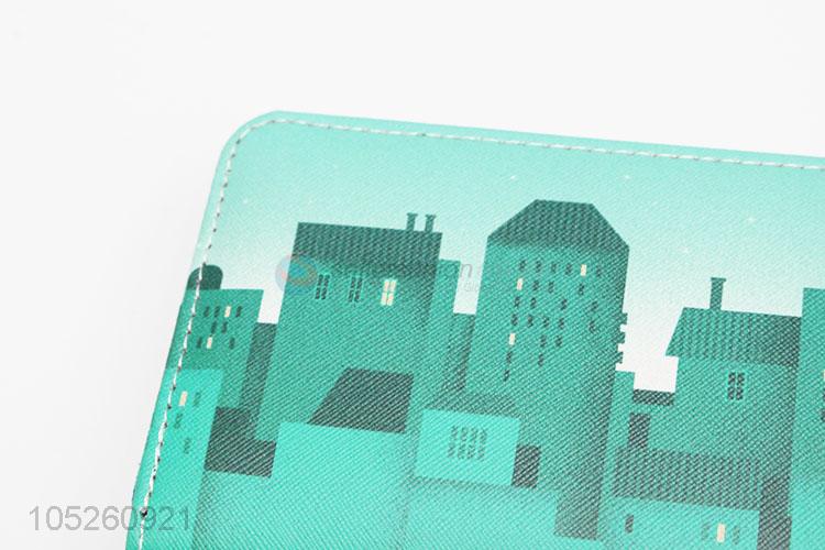 Green Color House Printed Card Holder Long Purse Large Capacity Women Wallet