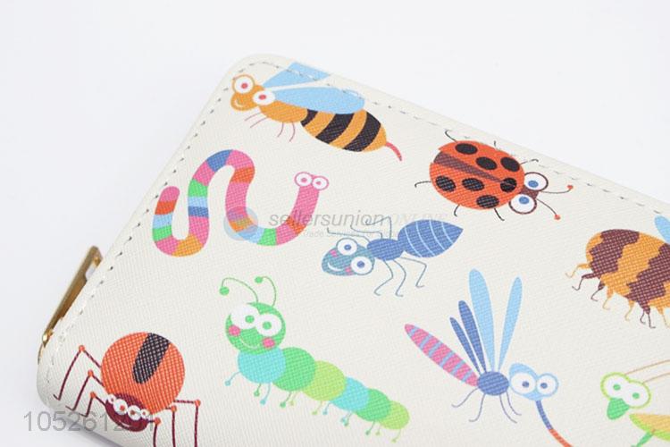 Hot Selling PU Leather Cartoon Insect Pattern Wallet Women Purse