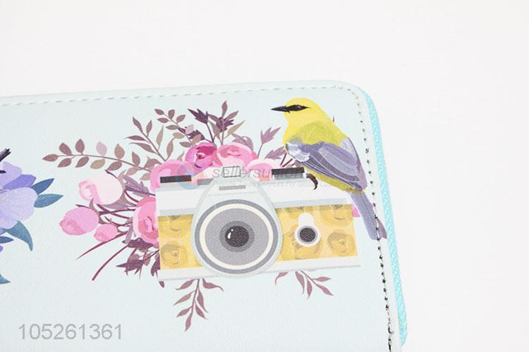 Ladies Hand Purse Women Wallet / Cartoon Printed PU Leather Pures