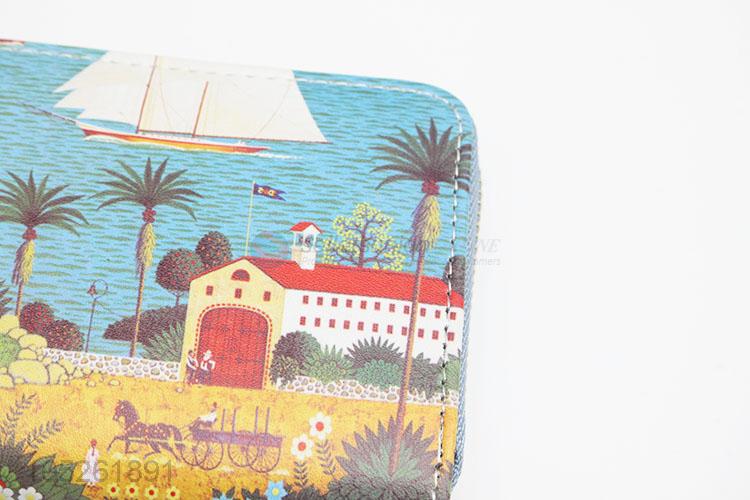 Charm Style Beautiful Landscape Printed Purse Wallet Bag for Party