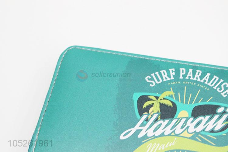 Green Color PU Leather Passport Card Holder Clutch Wallet