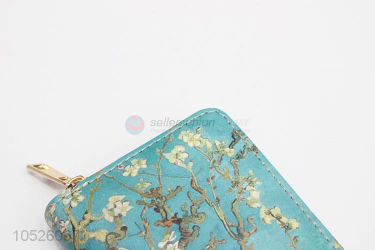 Hot Selling Plum Blossom Printed Cute Woman Long Wallet