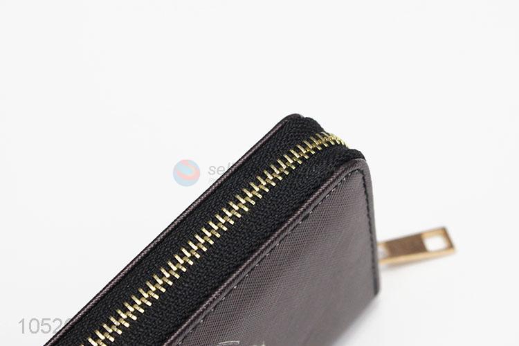 Black Color Punk Style Cool Printed Slim Woman Long Wallet