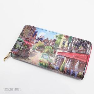 Clasp Closure Beautiful Landscape Pattern Evening Clutch Wallet for Women