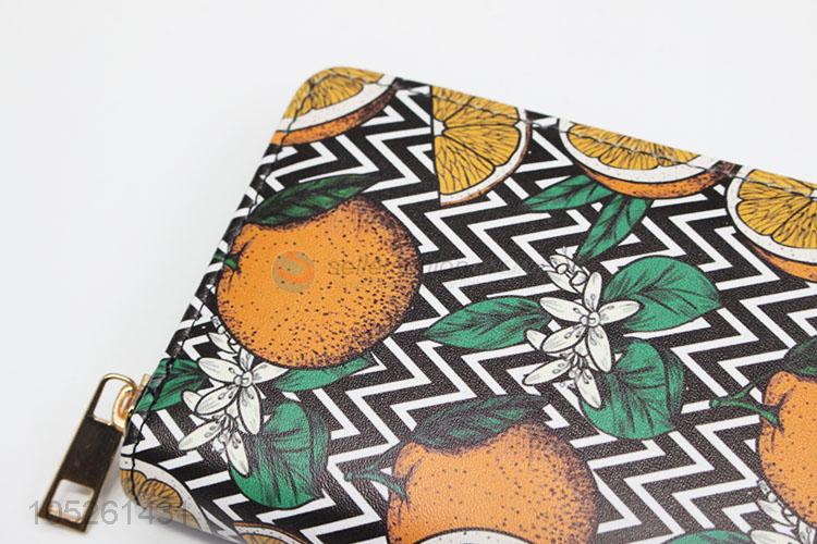 High Quality Orange Pattern Wallets Women Long Wallet Ladies Purse Wallet