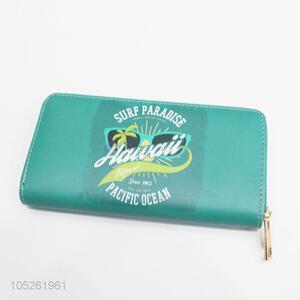 Green Color PU Leather Passport Card Holder Clutch Wallet