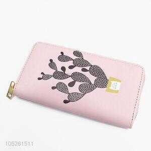 Pink Color Passport Holder Cactus Pattern Travel Wallet for Women