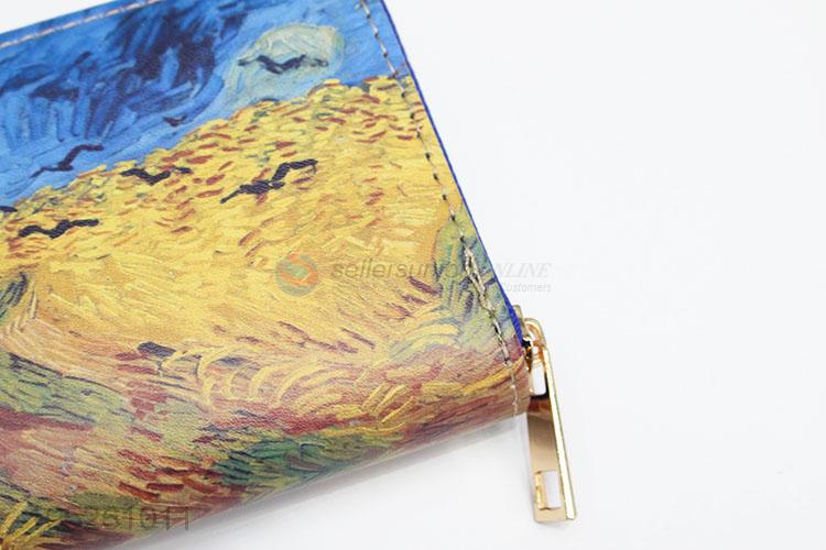 Vegan PU Leather Art Painting Women Clutch Wallet