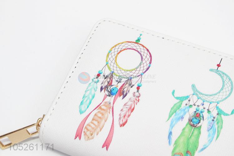 Credit Card PU Leather Women Lovely Dreamcatcher Printed Long Wallet