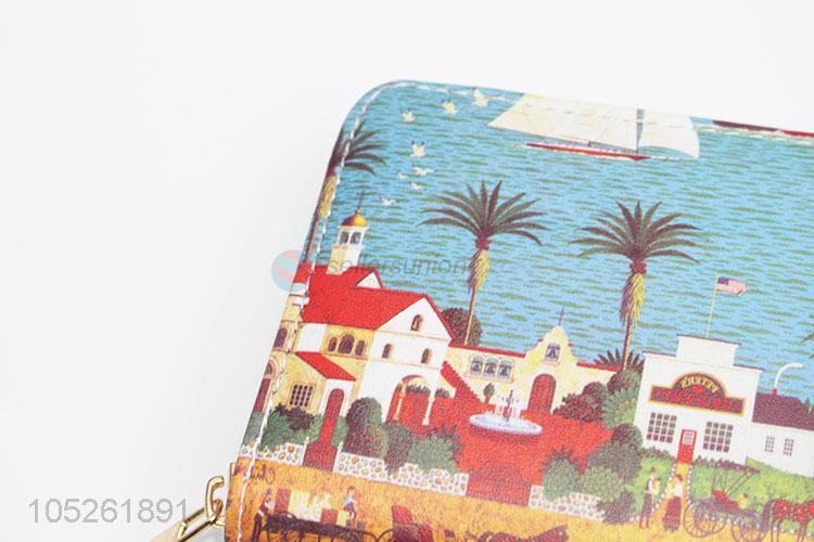 Charm Style Beautiful Landscape Printed Purse Wallet Bag for Party