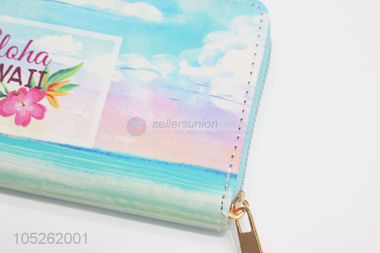 Colorful Pattern Travel PU Leather Long Wallet for Women