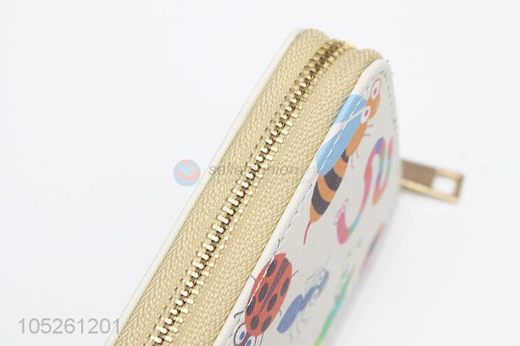 Hot Selling PU Leather Cartoon Insect Pattern Wallet Women Purse