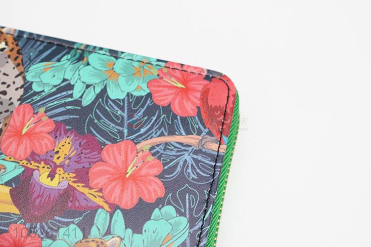 Vintage Flower Pattern Zipper Ladies Purse Women Long Wallet