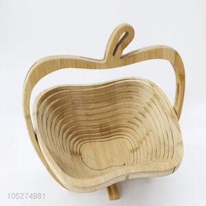 Portable Apple Shaped Natural Bamboo Laundry Basket