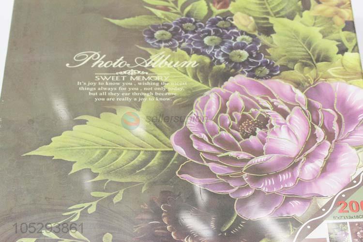 Utility And Durable Flower Pattern Hardcover Wedding Photo Album with Transparent Inside Pages