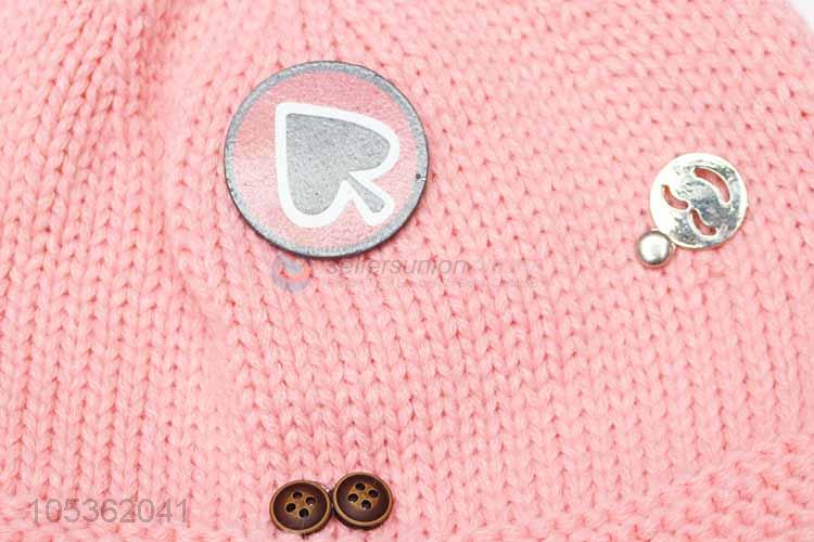 Top Sale Pink Knitting Cap for Girl Children