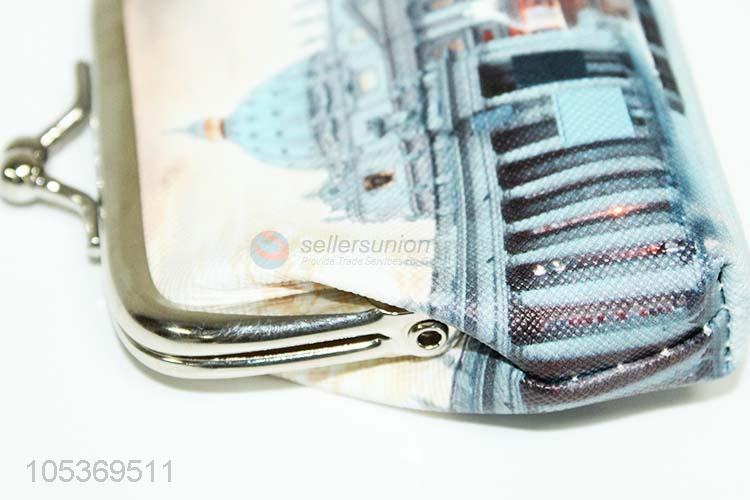 Hot Sale Portable Famous Building Pu Lather Coin Purse Wallet