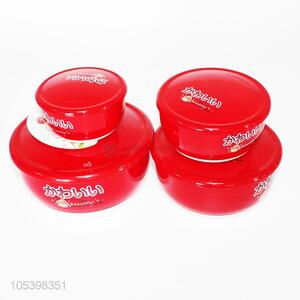 Premium quality red 4pcs plastic lunch box