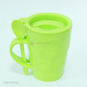 Best Quality 350ml Plastic Cup for Drinking with Lid and Spoon