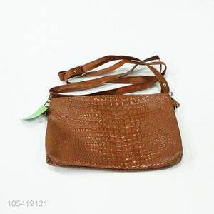 Classic design brown crocodile textured women pu shoulder bag