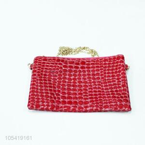 Good sale crocodile textured women pu shoulder bag with golden chain