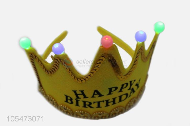 Customized delicate 4 colors led light birthday crown hat