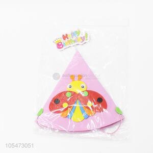 Wholesale promotional kids party hat birthday cartoon ladybird hat