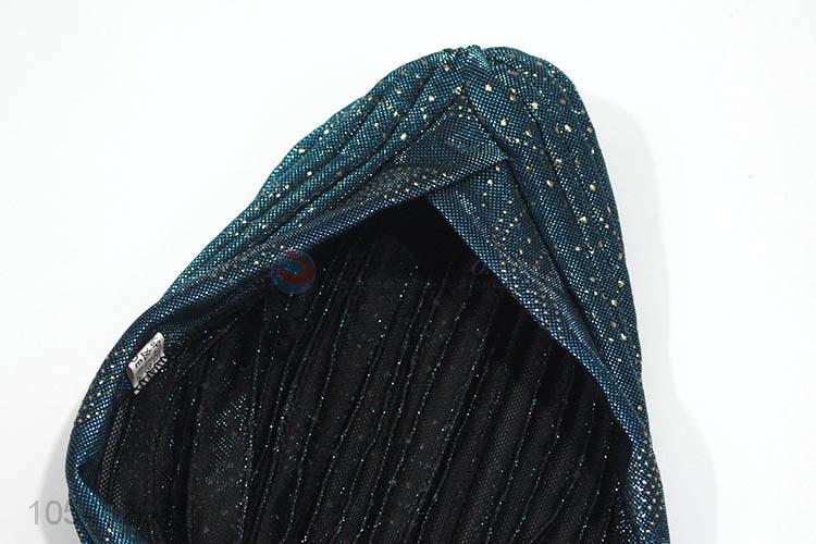 Wholesale custom headwear pleated glitter head kerchief