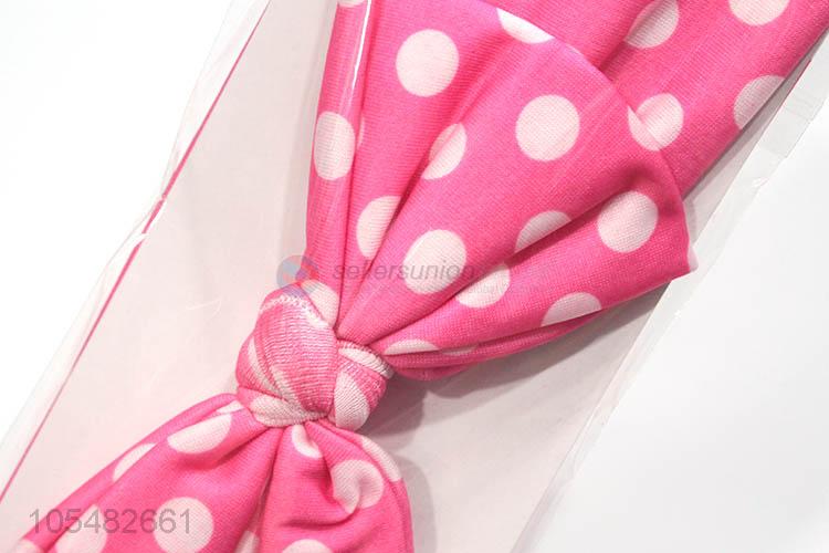 Brand-new dots printed pink bowknot hair band/headband