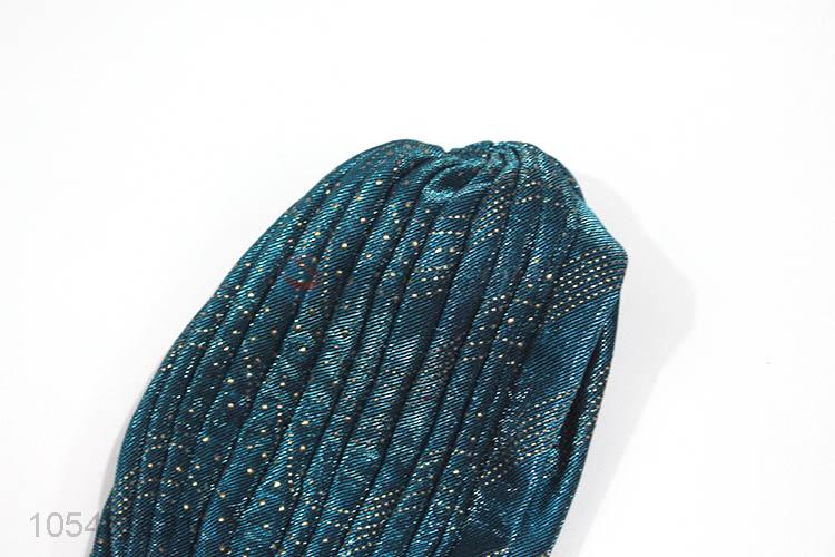 Wholesale custom headwear pleated glitter head kerchief