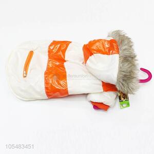 Factory supply white and orange pet winter coat dog apparel