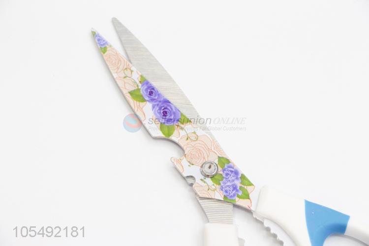 Utility and Durable 8 inch Kitchen Cutter Knife Flower Printing Scissor