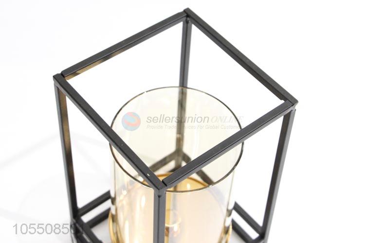 Latest design modern indoor decor black metal candle holder