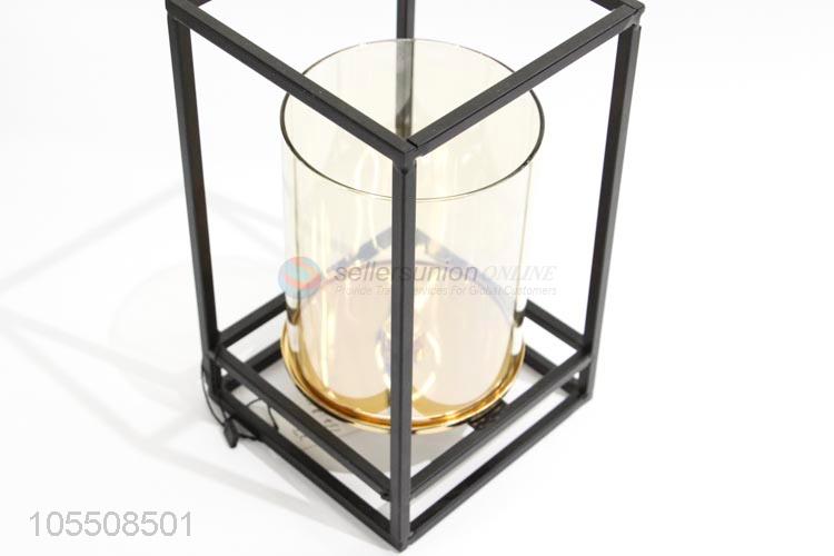 Latest design modern indoor decor black metal candle holder