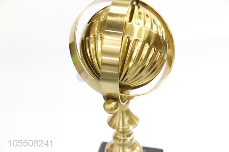Fancy design indoor decor golden iron craft with rotatable ball
