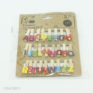 Hot Sale 26 Pieces Letter Wooden Craft Clip