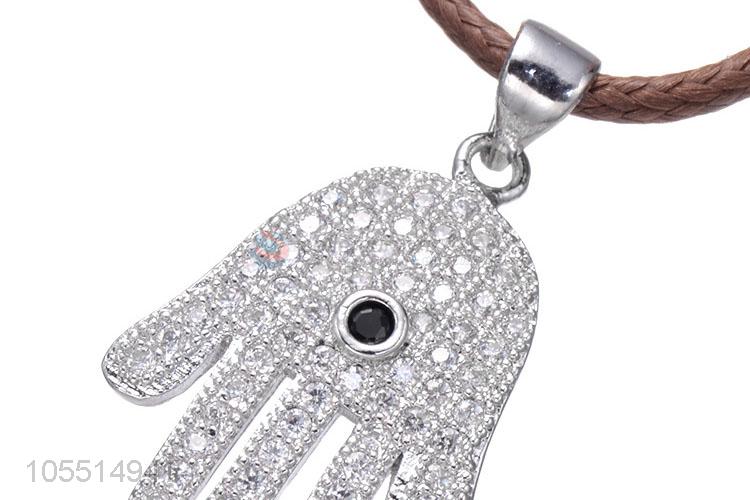 Best Quality Palm Shape Inlay Zircon Diamond Necklace Pendant DIY Accessories