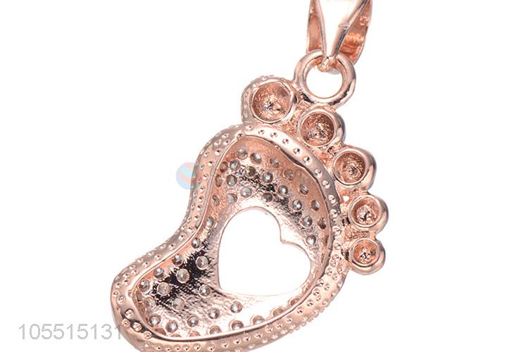 Pretty Little Feet Shape Inlay Zircon Pendant DIY Diamond Necklace Accessories