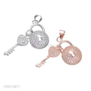 Fashion Lock And Key Diamond Pendant DIY Necklace Accessories