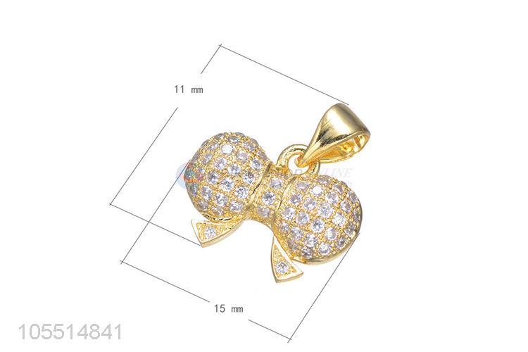 New Design Inlay Zircon Bowknot Shape Pendant DIY Necklace Accessories